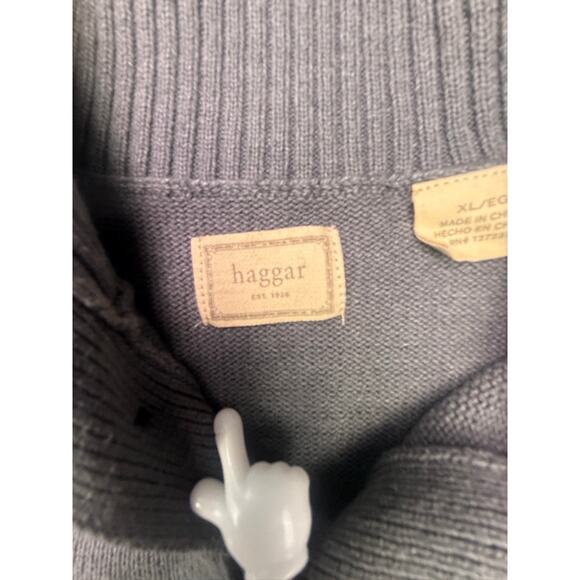 Haggar Gray Mock Neck Button Sweater XL Men’s Rib Knit Long Sleeve Pullover - Picture 3 of 16